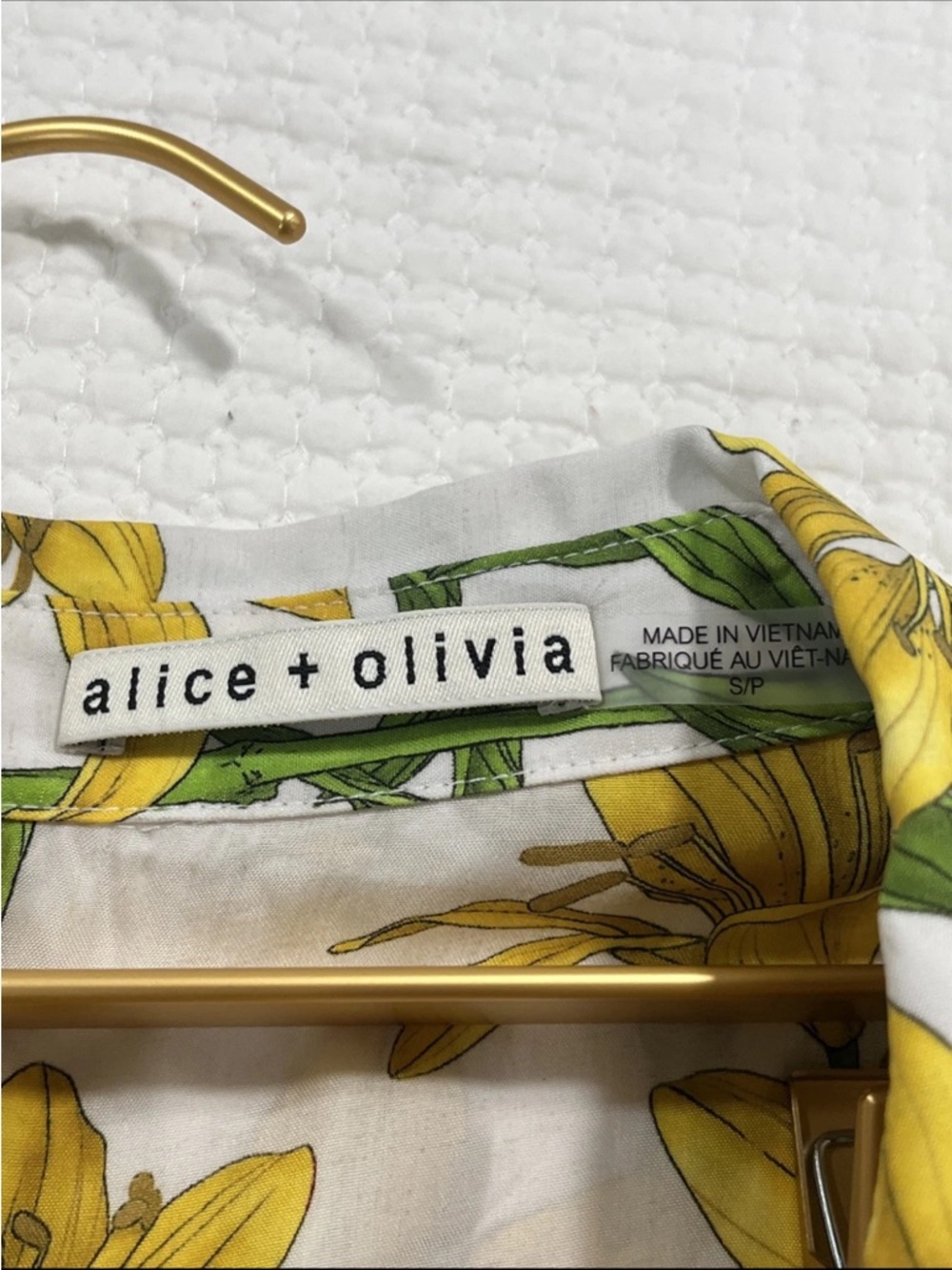 Alice + Olivia Yellow Lily Print Shirt Dress Silk Blend Size S summer dress - Picture 5 of 11
